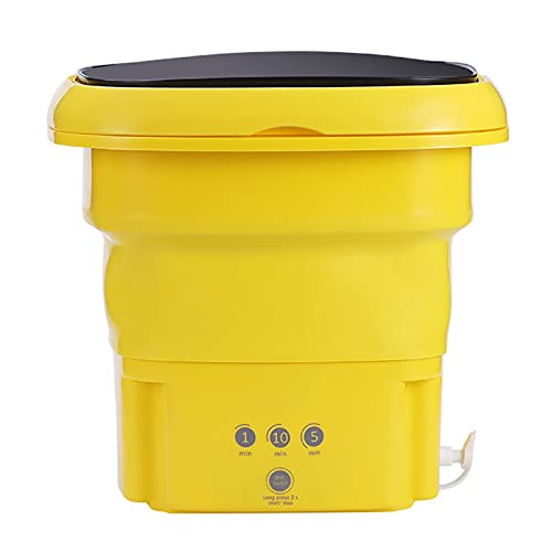 Lavadoras Mini lavadora de viajes amarillo, máquinas de lavandería pequeñas compactos plegables, con diseño superior de la tabla de lavar y antibacteriano de luz azul for el hogar de apartamentos de v Cover