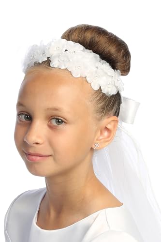 Pink Princess Holy Catholic First Communion Veil for Girls 7-16 - 1st Velos para Niñas de Primera Comunion Veils