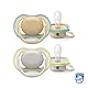 Philips AVENT ultra air Schnuller - 2er Pack, BPA-freier, atmungsaktiver Schnuller für Babys von 0-6 Monaten, inklusive Transport- und Sterilisationsbox, grün/braun (Modell SCF085/15)