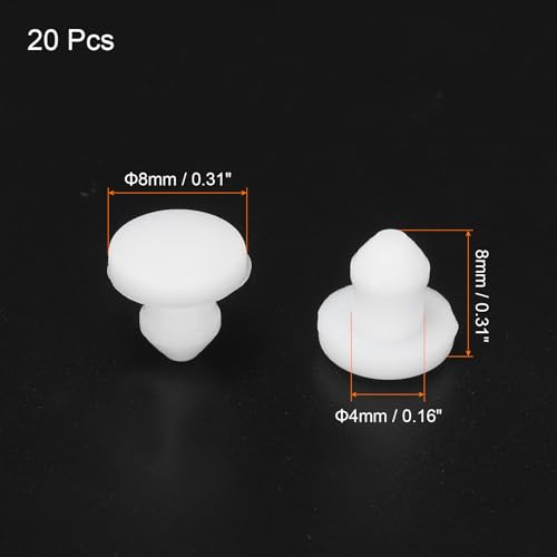 Image of MECCANIXITY Silicone Snap in Locking Hole Plugs Rubber Panel Seal Cover Flush Type Panel Round for Kitchen Rubber Bulkheads Waterproof Sealing Plugs 4mm /0.16 Inch Diameter White,Pack of 20