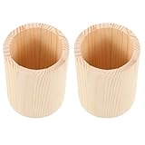 Healeved Holzbehälter Stiftehalter 2 Stück Einfarbiger Massivholz Organizer mit Einzelfach Rund Unlackiert Aufbewahrung für Büro Home Office Selbstgemacht Malerei und Kosmetik