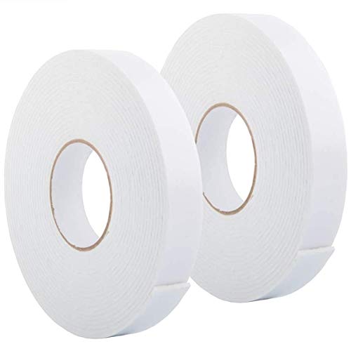 Image of Double Sided Foam Tape 1.18In x 33FT 2 Pack, Mounting Tape Heavy Duty, Strong Adhesive Weatherproof Seal Strips for DIY Craft Picture Poster, Car & Gap Filling Mountings, Home Office Decor (White)