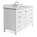 ARIEL Cambridge 54-inch Bathroom Vanity with Sink,Solid Wood, 1.5-inch Italian Carrara Marble Countertop, Single Rectangular Porcelain Sink, 2 Soft Closing Doors, 9 Dovetail Drawers, White