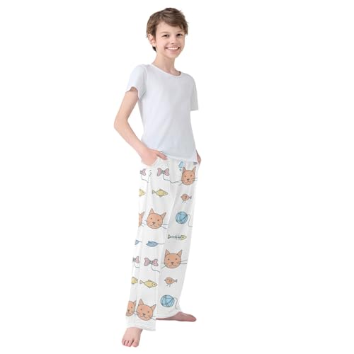 Boys' Pants Animal Cute Cats Footprints Long Bottoms Jogger Pants Elastic Waist Trousers with Pockets S-XL4