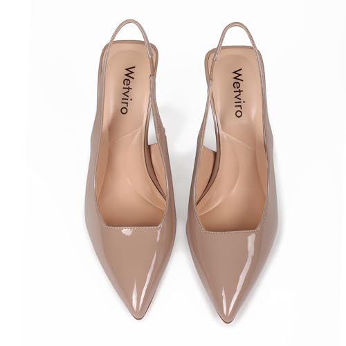 Women's Pointed Toe Slingback High Heels Pumps Patent Leather Stiletto Dress Heels Pumps for Women2