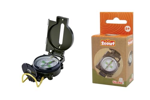 Simba 109452665 - Scout Kinder-Kompass ab 5 Jahre - aufklappbarer Taschenkompass mit Metallgehäuse und Visiereinrichtung, Forscher- und Entdecker-Spielzeug für Mädchen und Jungen
