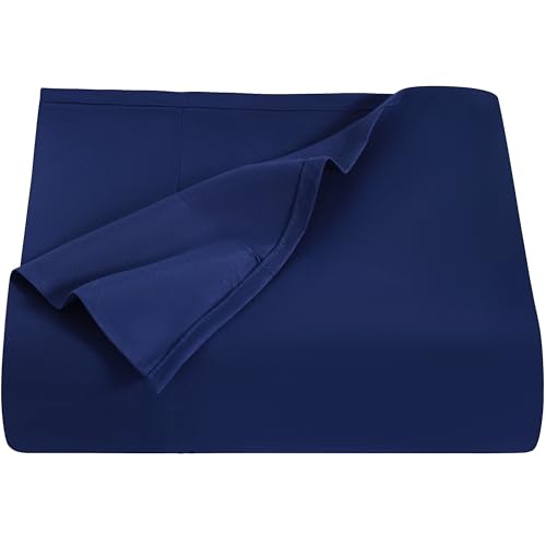Image of NTBAY Queen Microfiber Flat Sheet, 90 x 102, Navy Blue