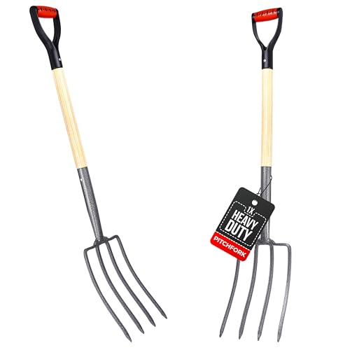 2WAYZ Heavy-Duty Garden Pitchfork &ndash; Stainless Steel 40.6x7.1 (Black/Red)