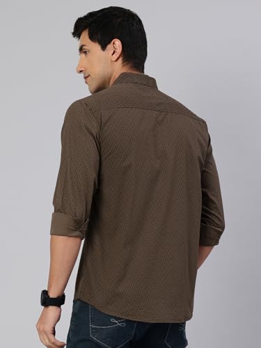 Image of Majestic Man Custom Geometric Printed Pure Cotton Slim Fit Casual Shirt