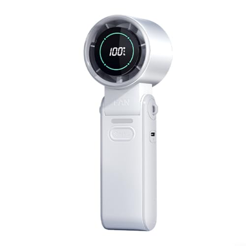 JGmotorfi Ventilador plegable con pantalla digital, recargable por USB para el hogar, oficina, viajes, tiempo de trabajo de 3.5-20 horas (blanco)