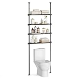 SONGMICS Bathroom Organizer 4-Tier, Over The Toilet Storage Shelf, 4 Height Adjustable and Extendable Shelves, 35.4 to 122.1 Inch Tall, for Small Spaces, Bathroom, Living Room, Ink Black UBTS021B01