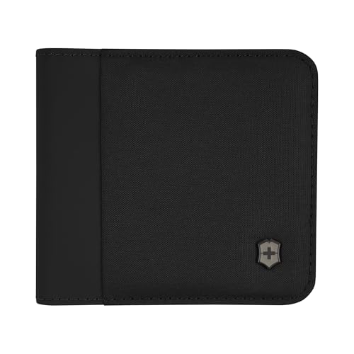 Victorinox Travel Essentials, Bi-Fold Wallet, RFID Wallet with Bill Compartment, Card Slots, ID Window and Coin Pocket - Black