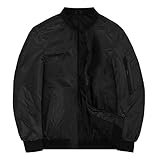 Seadmit Herren Bomberjacke Winterjacke mit Ärmeltasche Übergangsjacke Herren Militär Fliegerjacke Baseball Blouson College Jacke Stehkragen Herbst Winter Frühling Jacken(A2 Schwarz,M)
