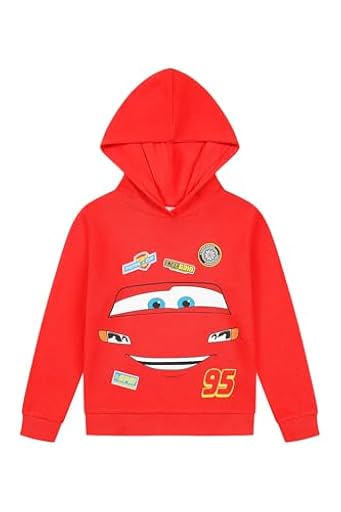 Disney Sudadera con capucha de Cars Lightning McQueen para niños, rosso, 4-5 años | Ya disponible en tu tienda friki favorita! En mundofriki.es!