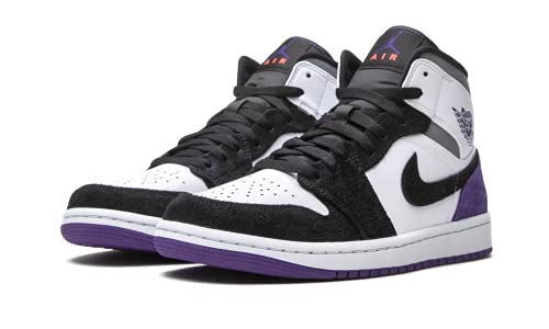 Image of Nike Women's WMNS Air Jordan 1 Mid Trainers, White Court Purple Black, 48.5 EU