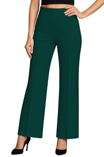 Image of SWADESI STUFF Women's High Waisted Bell Bottom Pants | Retro Wide Leg Trousers | Stretchy Flared Palazzo Pants for Office, Casual Wear & Party