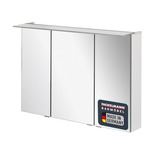 FACKELMANN B.PERFEKT LED Spiegelschrank 100 cm, Weiß Hochglanz, Energieeffiziente Beleuchtung, Maße: 100x69x15 cm, Made in Germany