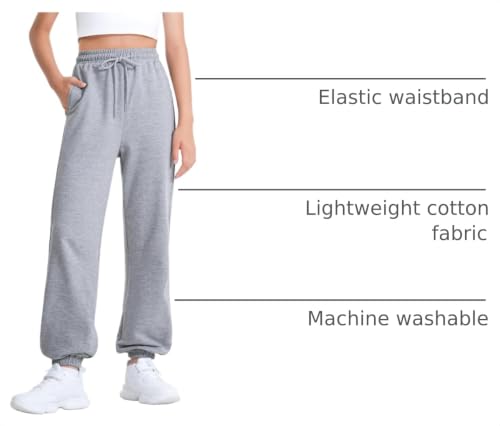 Image of BOOPH Girls Sweatpants Kids Cotton Drawstring Joggers Teen Athletic Pants | Girls Uniformt Pant with Pockets for 7-14Y