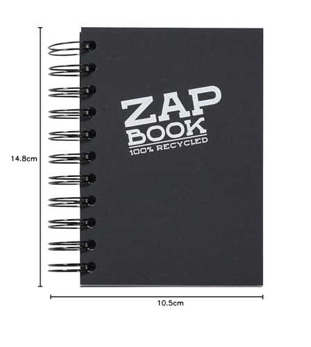 Clairefontaine 8361C Carnet Spiralé Zap Book, 160 Feuilles Papier Croquis 100% Recyclé, A6 10,5x14,8 cm 80g, Couverture Noire - Image 2