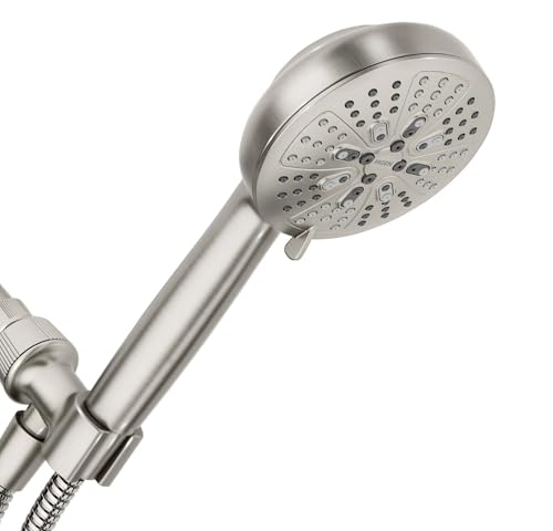 Moen Hydro Energetix High Pressure Shower Head with Handheld Sprayer, 8 Handheld Shower Head Spray Settings, Spot Resist Brushed Nickel Finish, 200H0SRN