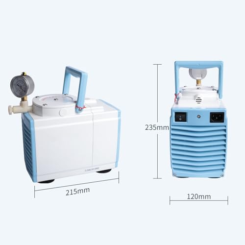Próżniowa pompa membranowa podciśnieniowa, bezolejowa pompa próżniowa 20L/min z zaworem regulacyjnym i manometrem, ciśnienie 0,08 MPa, próżnia 200 mbar