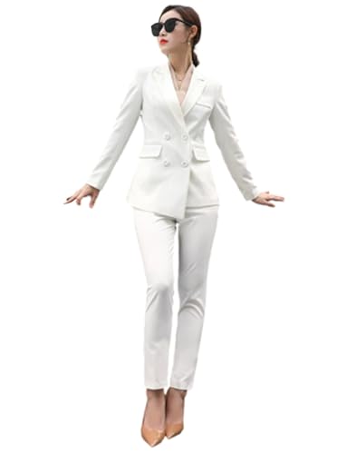 Women's Double Breasted Suit Set Formal 2-Piece Outfits for Work Office