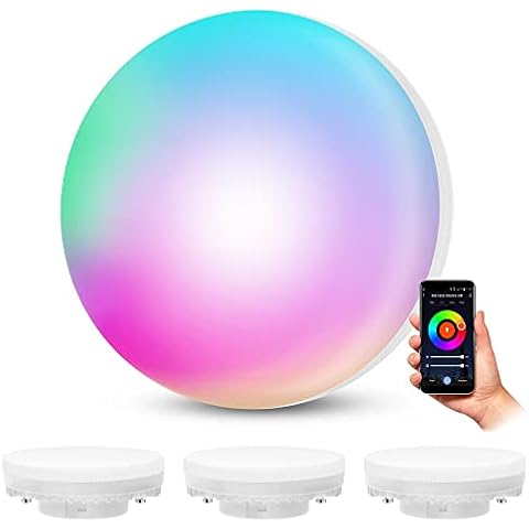 SSC-LUXon 4 Stück Smart Home WiFi LED Lampen GX53 dimmbar mit RGB & Weißtöne - Leuchtmittel kompatibel mit Alexa, Siri & Google Cover