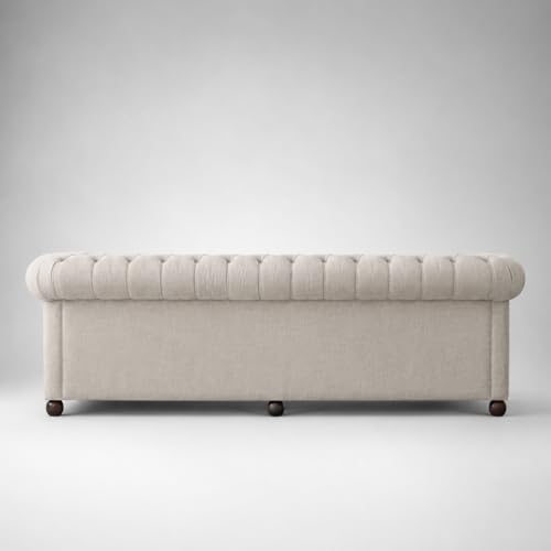 Image of Chesterfield Sofa for Living Room | Premium Tufted Upholstered Seating | Classic Designer Couch for Home, Lounge & Reception Areas | Ivory White (111821265 3S)