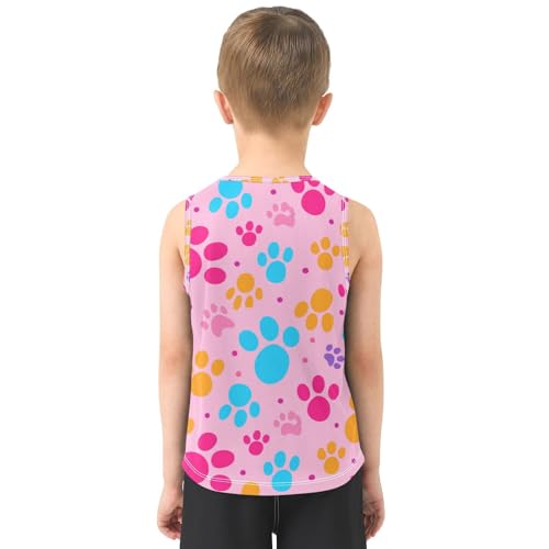 J JOYSAY Colorful Dog Paw Print Boys Tank Top Sleeveless Muscle Shirts Quick Dry Kids T-Shirts 3-15T3