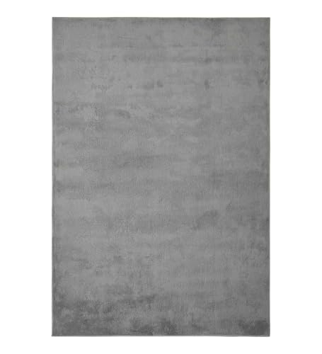 Image of Obsessions Large Indoor Polyester Carpet with Solid Pattern Felt Backing, Ideal for Bedroom & Living Room 160x230cm, Grey