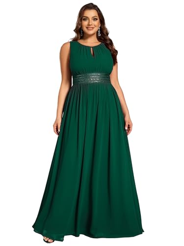 Image of Ever-Pretty Plus Women's Round Neck Sleeveless Empire Waist Maxi Plus Size Formal Gowns Bridesmaid Dresses