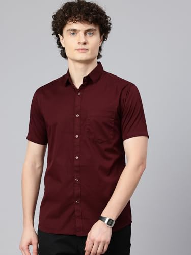 Image of Majestic Man Slim Fit Pure Cotton Half Sleeve Solid Casual Shirt