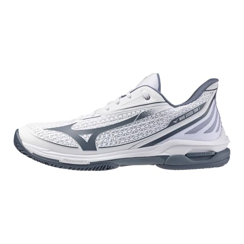 Mizuno Wave Exceed Tour 7 Clay Court Men's Racquet Sports Shoe, White-China Blue, US Mens 11
