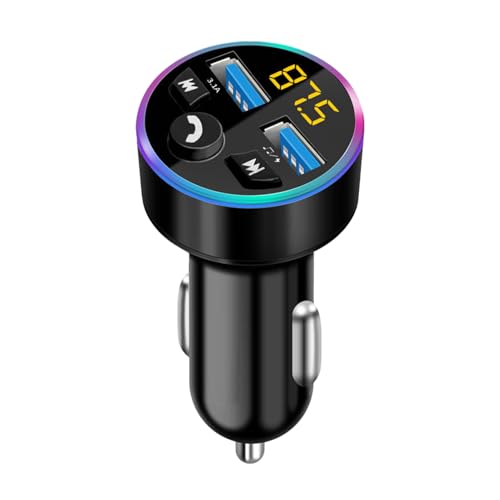 Bluetooth Coche, Transmisor FM para Coche, Adaptador Bluetooth 5.0 para Coche, Adaptador de Audio MP3, Carga Rápida Transmisor FM Bluetoot Coche Manos, con Cargador Dual USB para Teléfono Móvil