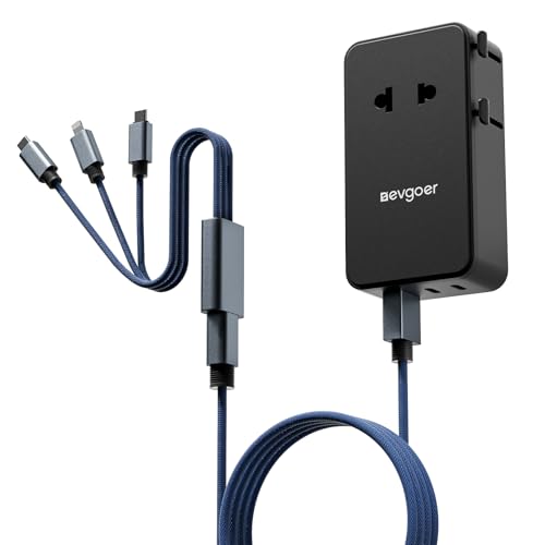 EG evgoer Universal Travel Adapter with 3-in-1 Charging Cable...