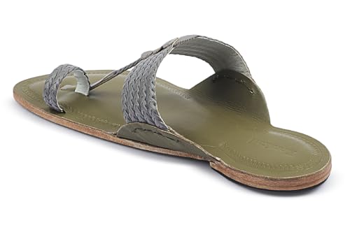 Image of KORAKARI Mens Kolhapuri Chappal, Handcrafted Sandal, Smooth and Comfortable Flip Flops Slipper Anti Slip Design Genuine Leather Traditional Footwear.