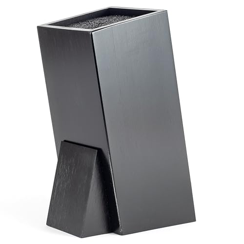 Hanseküche Bloc à couteaux - Porte-couteaux sans couteau - Planche à couteaux en bois (bambou noir, carré, incliné simple)