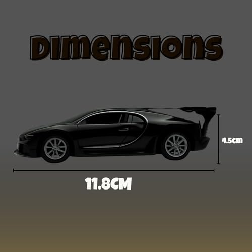 Image of Bugatti Die Cast 1:32 Scale Metal Pull Back Car | Premium Alloy Toy Vehicle with Openable Doors | Realistic Mini Racing Model Car Toy for Kids Boys Girls | Durable Collectible Gift Black