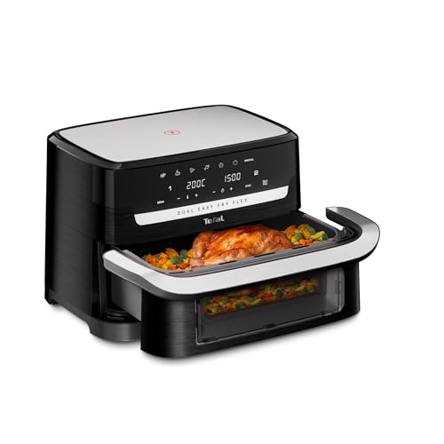 Tefal Airfryer EY9228 Dual Easy Fry Flex 9L con separador FlexCook extraíble, capacidad de 9 litros para hasta 8 personas, 7 programas preestablecidos, elige entre 2 zonas de cocción o 1 GiantZone