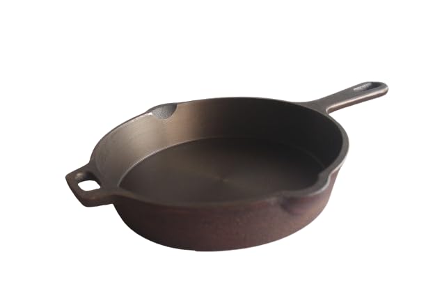 EARTHBOUND Smooth Cast Iron Fry Pan/Skillet with Long Handle|Medium 25.4Cm/10Inch, 2.2ltr, 2.5Kg |Induction Friendly|Nonstick Pre-Seasoned, 100% Pure&Toxin Free, No Chemical Coating, Blac