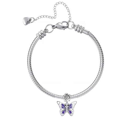 NanMuc Enamel Blue Butterfly Charm for Pandora Bracelet Rose Flower Dangle Bead for Women Necklace2