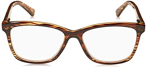 Foster Grant Women's Penelope Square Reading Glasses, Brown/Transparent, 54 mm, +1.25