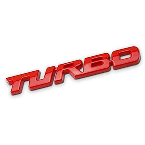 Automaze Self Adhesive Turbo Metal Sticker Logo Badge 3D Emblem Car Sticker, 12.8 X 1.8cm (Red)