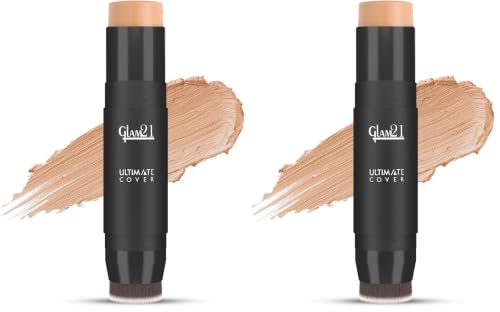Image of Glam21 Ultimate Cover Foundation Stick | Face Foundation Stick with In-Built Brush | WaterProof, Long Lasting Formula & Natural Matte Finish | For All Skin Tone | 8gm| 03-Soft Beige (Pack of 2)