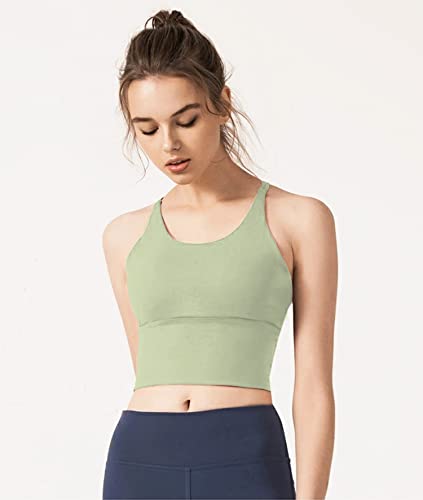 Image of Redqenting Longline Sports Bra for Women with Removable Padded,Sexy Criss Cross Back Strappy Yoga Bras Workout Tank Tops