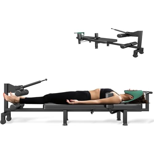 Lumbar Traction Bed, Back Stretcher for Lower Back and Neck Decompression, Portable Inversion Tables Traction Device, Stretch Machine Full Body (Black, 42.5