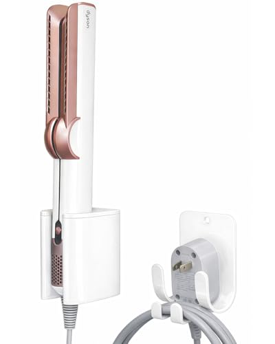 Dyson Airwrap Holder Aluminum Curling Iron Holder Wall Mount for Dyson Airwrap/Airstraight/Shark Flex Style Flat IronHolder for Bathroom Storage White Chochoyah