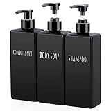 Segbeauty シャンプーボトル ボディーソープ 詰め替えディスペンサー 3本セット 500ml 黒い ブラック直置きタイプ PTEG製 ポンプ付き しゃんふー バスルームお風呂用 コンディション用