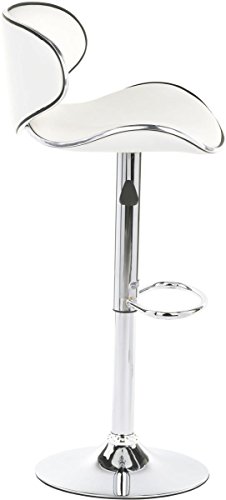 Displays2go Butaco giratorio con respaldo | Altura ajustable, reposapiés, cuero sintético, blanco, modelo BRSTLPUB1W miniatura 5