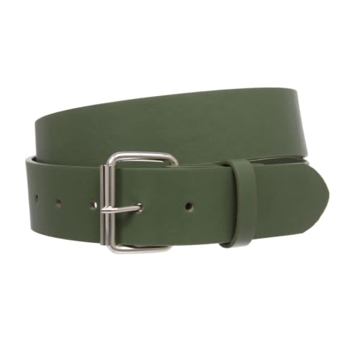 Image of Beltiscool 1 1 /2 inch (38mm) Snap On Plain Leather Jean Belt With Roller Buckle